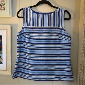 Talbots Sleeveless Silk Stripe Shell, Sz 10P